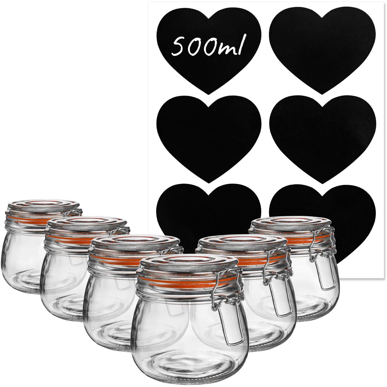Image of 500ml Glass Storage Jars with Heart&hellip;