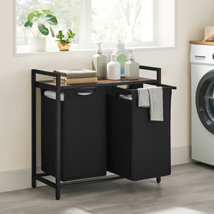 VASAGLE Laundry Basket with 2 Compartments, 2 Removable Liners