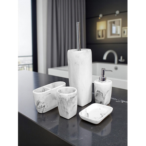 Showerdrape Octavia White Marble & Chrome 5 Piece Bathroom Accessory Set