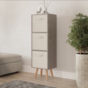 Cedar Grey 3-Tier 3-Drawer Cube Shelving Unit with Scandinavian Legs