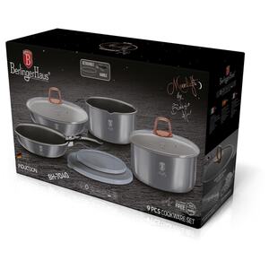 Berlinger Haus 9pc Moonlight Cookware Pot Pans Set - Silver