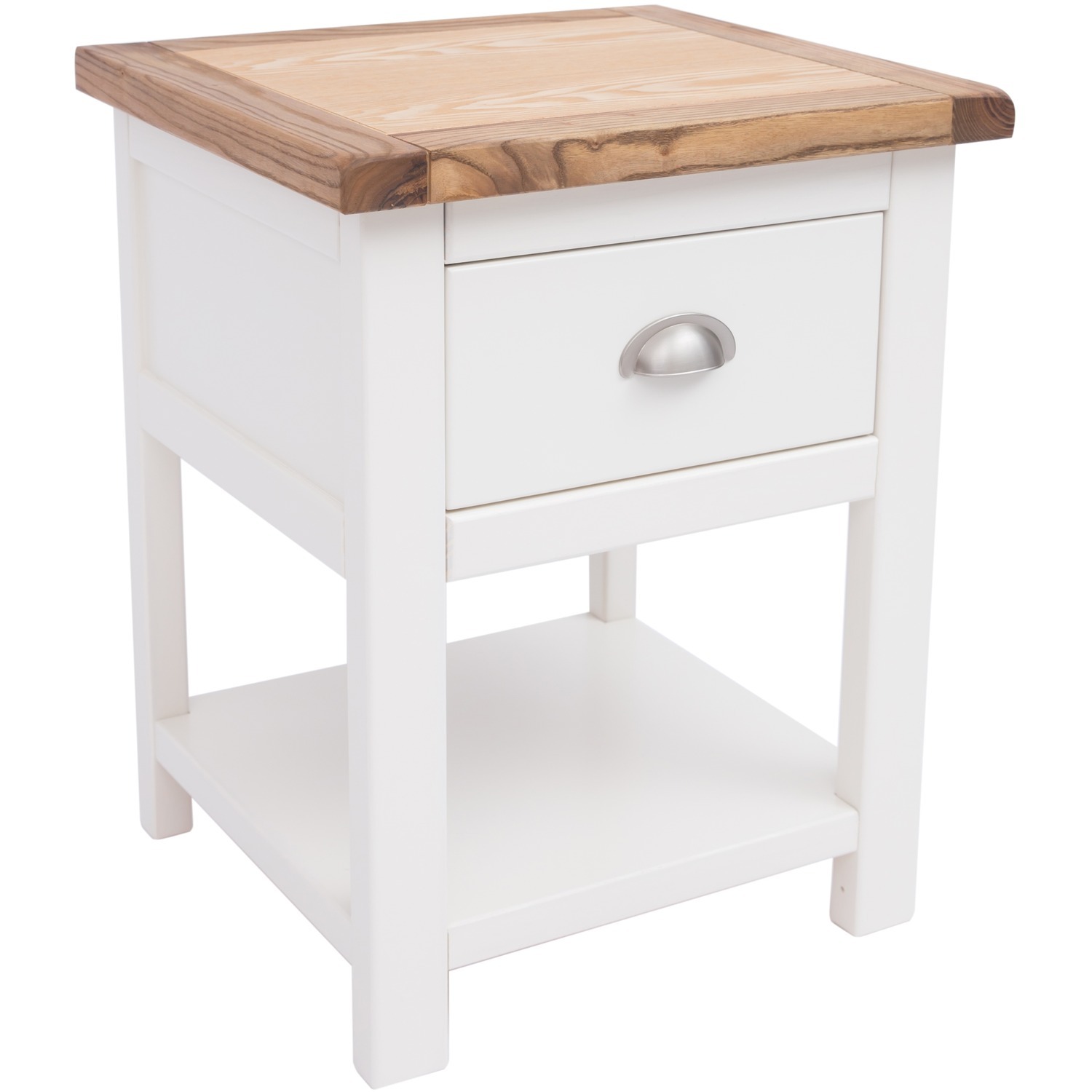 Lovere 1 Drawer Bedside Cabinet - Chrome Handle - Off White / MDF, Plywood, Pine