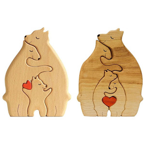 DIY Wooden Puzzle Parents Child Bear Set
