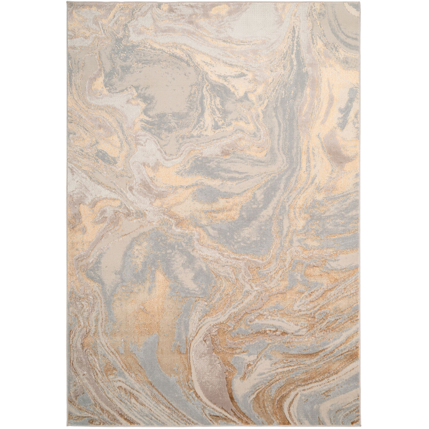 Silver Metallic Marble Rug - Beige / 170cm