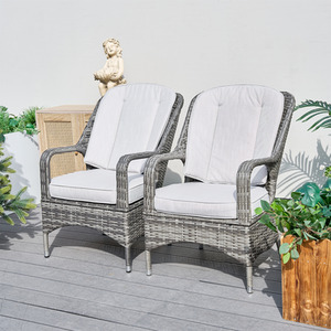 Deep-Seating Outdoor Lounge Chairs with Curved or Straight Arms Aluminum Wicke