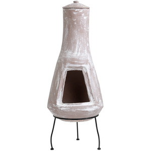 Charles Bentley Snug Barcelona Clay Chiminea with Iron Stand
