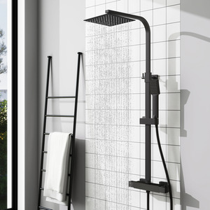 Modern Exposed Thermostatic Shower Mixer Set with Handheld and Rain Shower Head