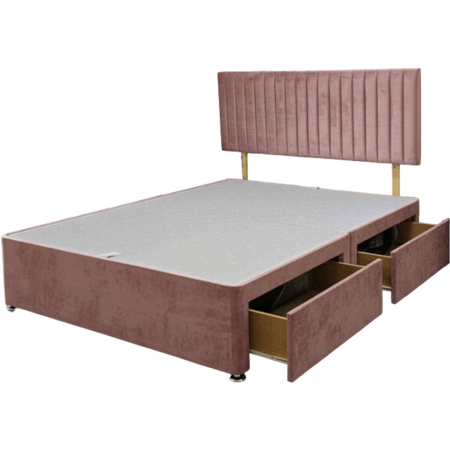 Emily Divan Bed Base 2 Drawers And Headboard - Pink Single
