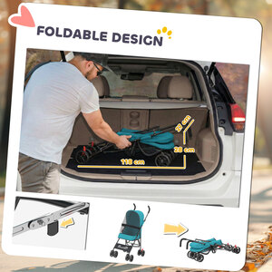 PawHut Dog Stroller Foldable Cat Dog Pram for Mini Breed