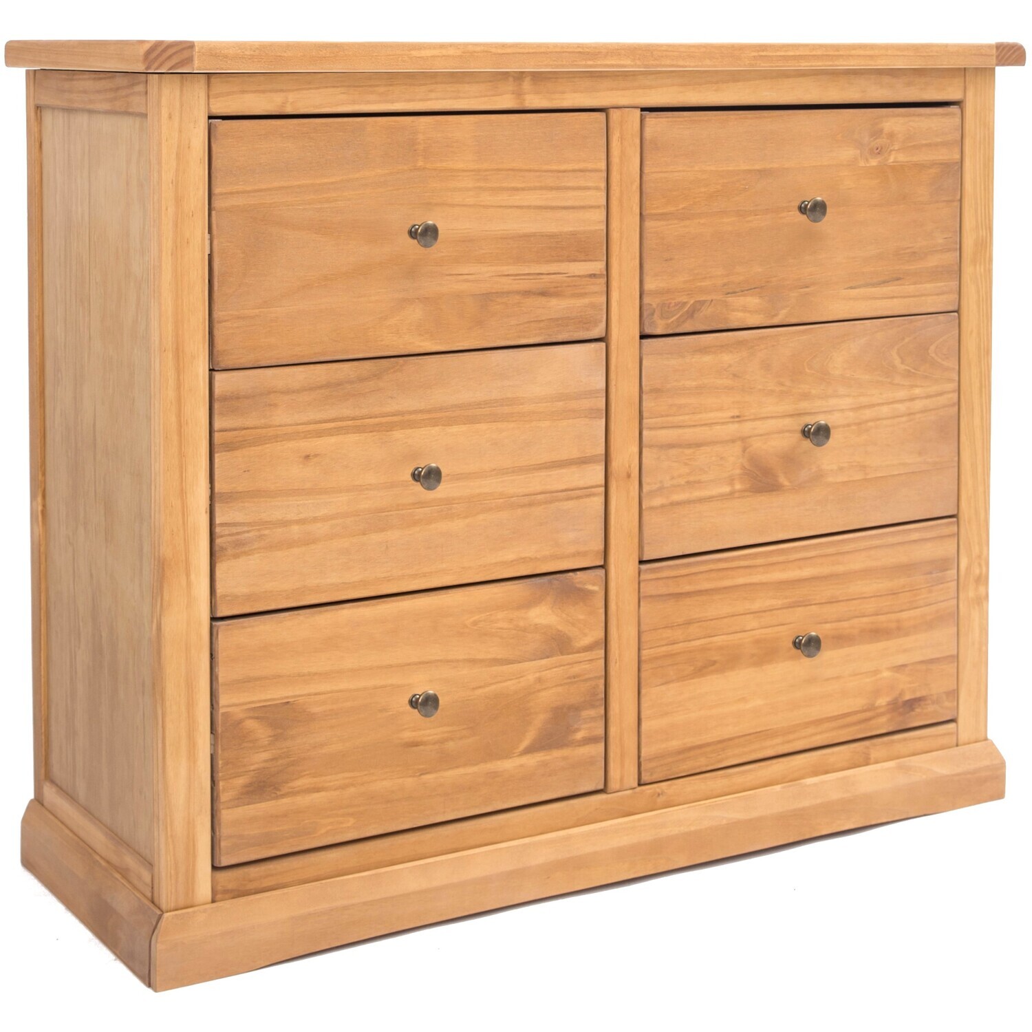 Lucca 3 over 3 Drawer Chest - Grey / Brass
