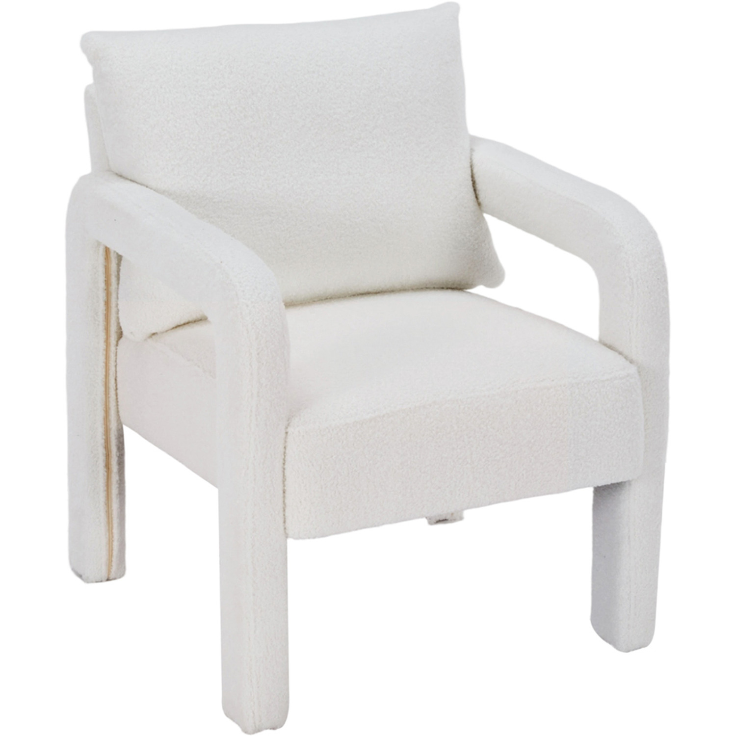 Teddy Fleece Accent Chair With Lumbar Pillow For Living Room - White