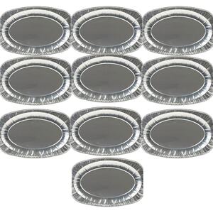 Oval Aluminium Serving Platter - 43x28.5cm - Silver - Set of 20