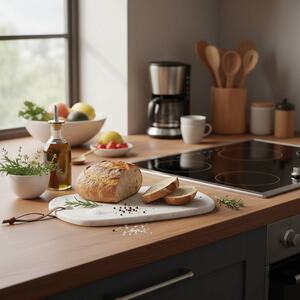 Natural Marble Serving Board With Leather Strap - Grey