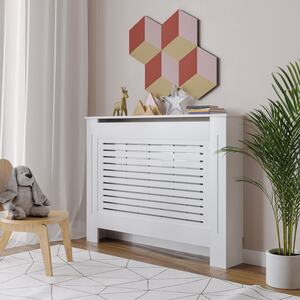 Medium Wooden Radiator Cover with Slatted Grill - Grey