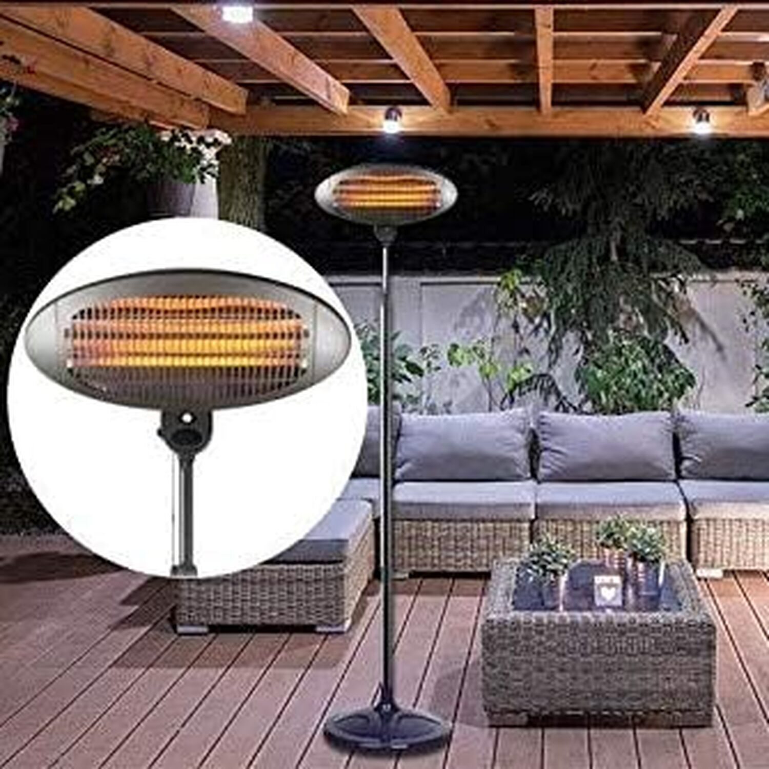 2kw Free Standing Patio Heater - Black