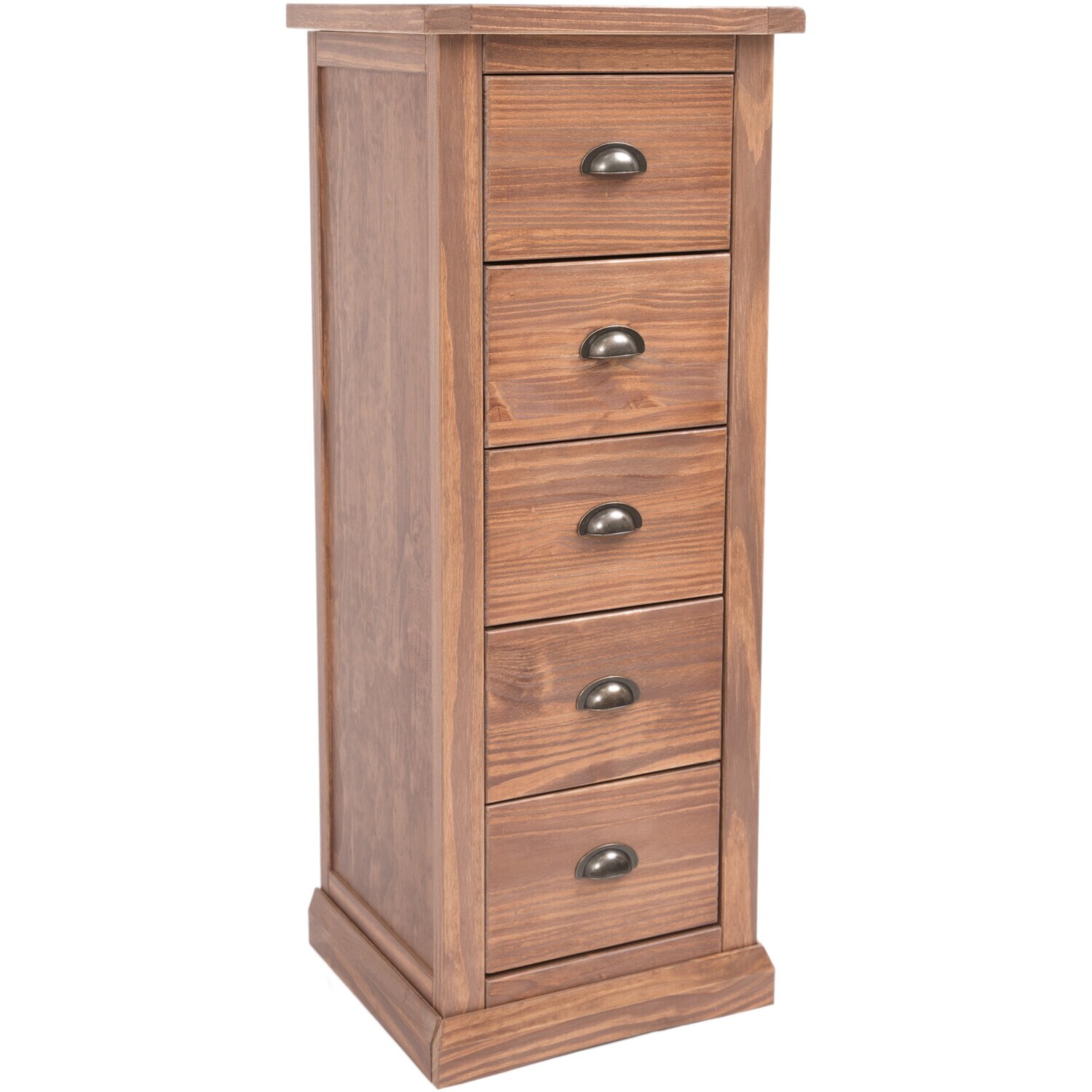 Cabinet Bits Tirolo 5 Drawer Narrow Chest - Brown / Brass