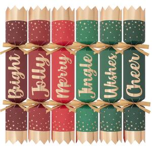 Pack of  6 Script Christmas Crackers with Gifts