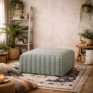 Malmo Stripe Upholstered Square Pouffe