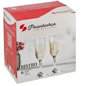 Pasabahce Champagne Flutes - 190ml - Clear - Set of 6