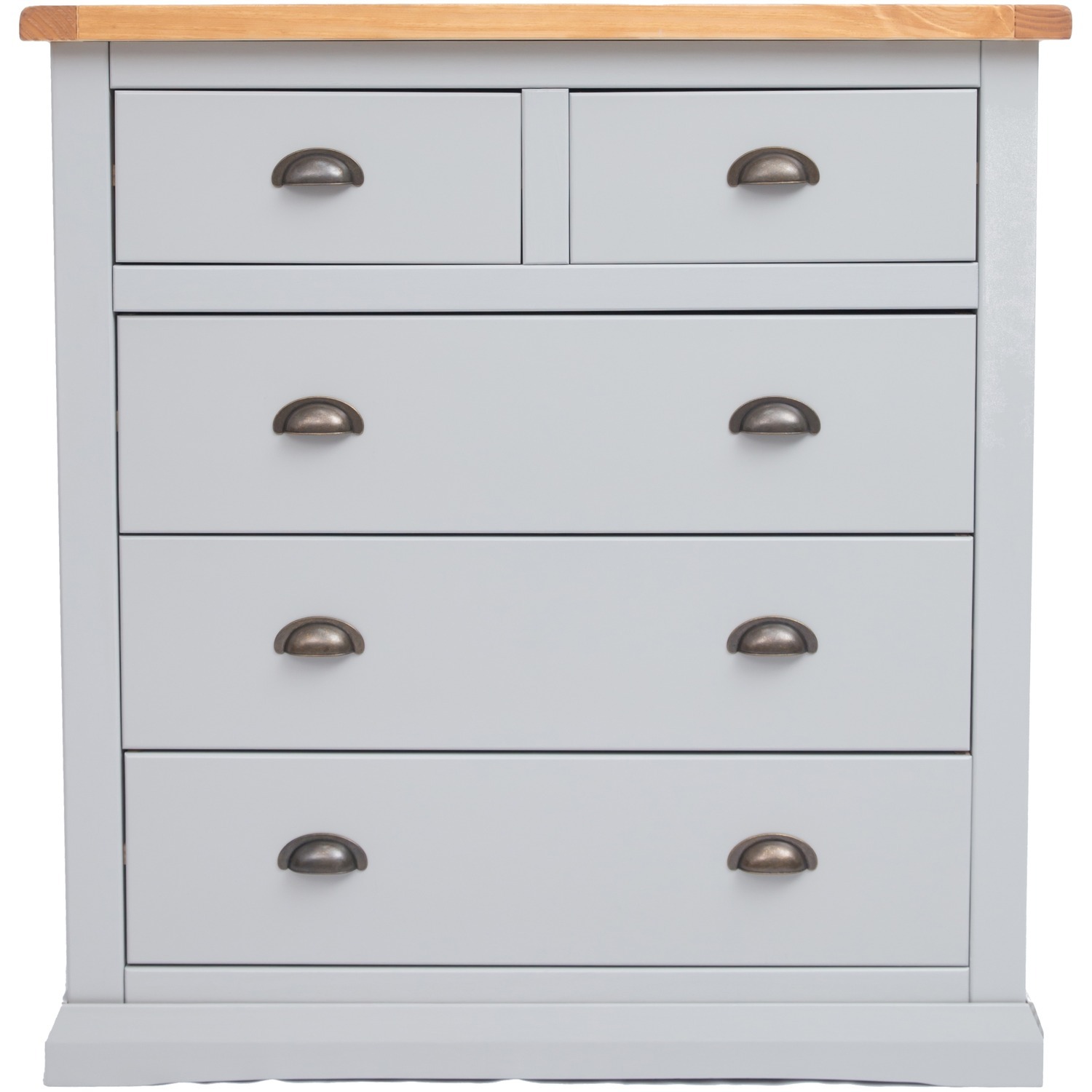 Loreo 2 over 3 Drawer Chest - Grey / Brass