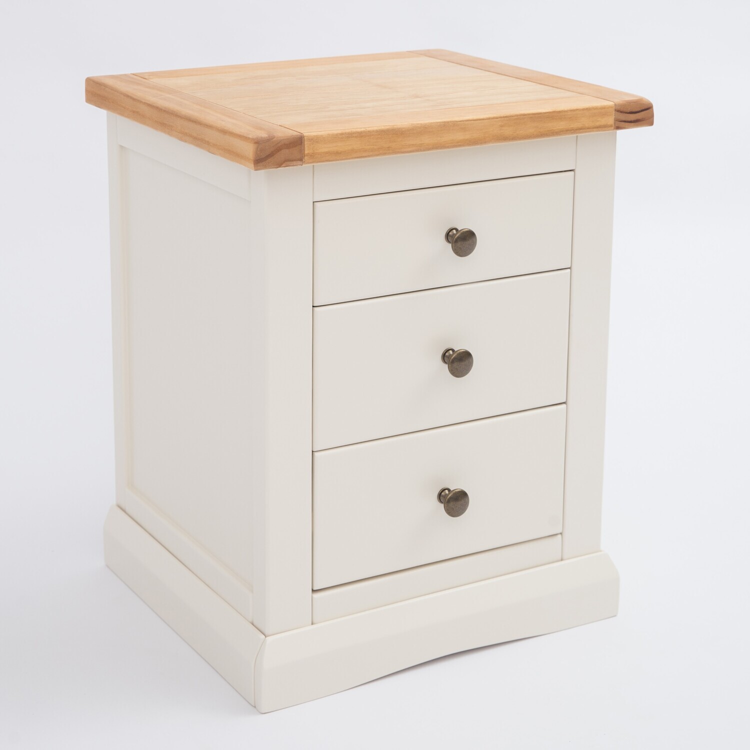 Castelli 3 Drawer Bedside Cabinet - White / Brass Knob