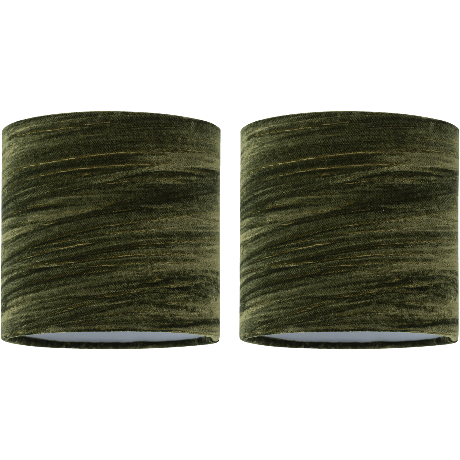 First Choice Lighting Set Of 2 Green Crushed Velvet 15.5Cm Table Lamp Shades - Dark Green