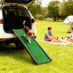 PawHut Dog Ramp with Artificial Grass Anti-Slip Surface for Cars