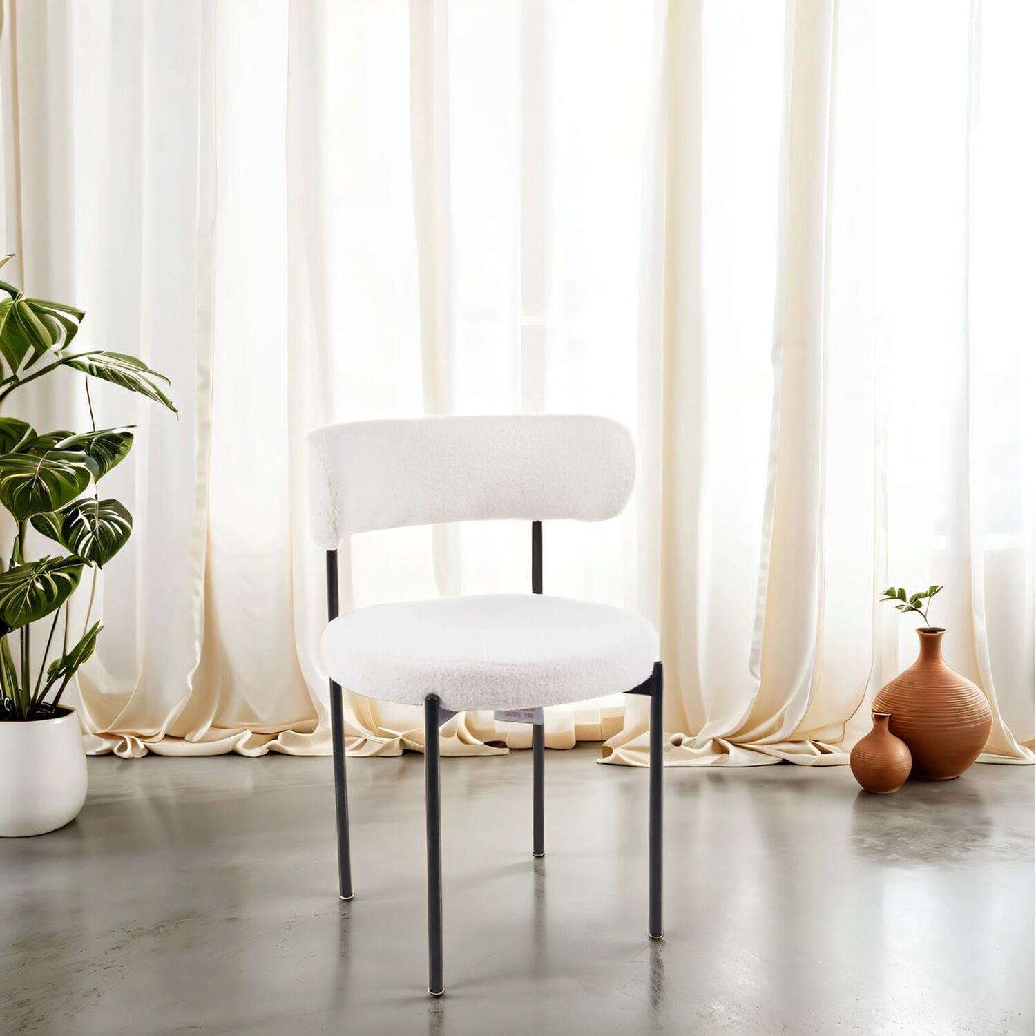 Elysian Boucle Dining Chair - White 1