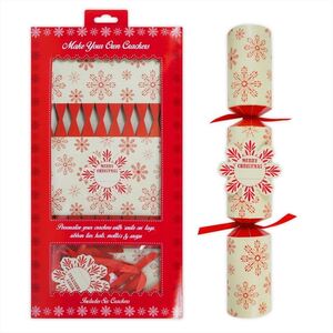 Pack of 6 Make Your Own Christmas Crackers Christmas Party Beige Red Snowflake