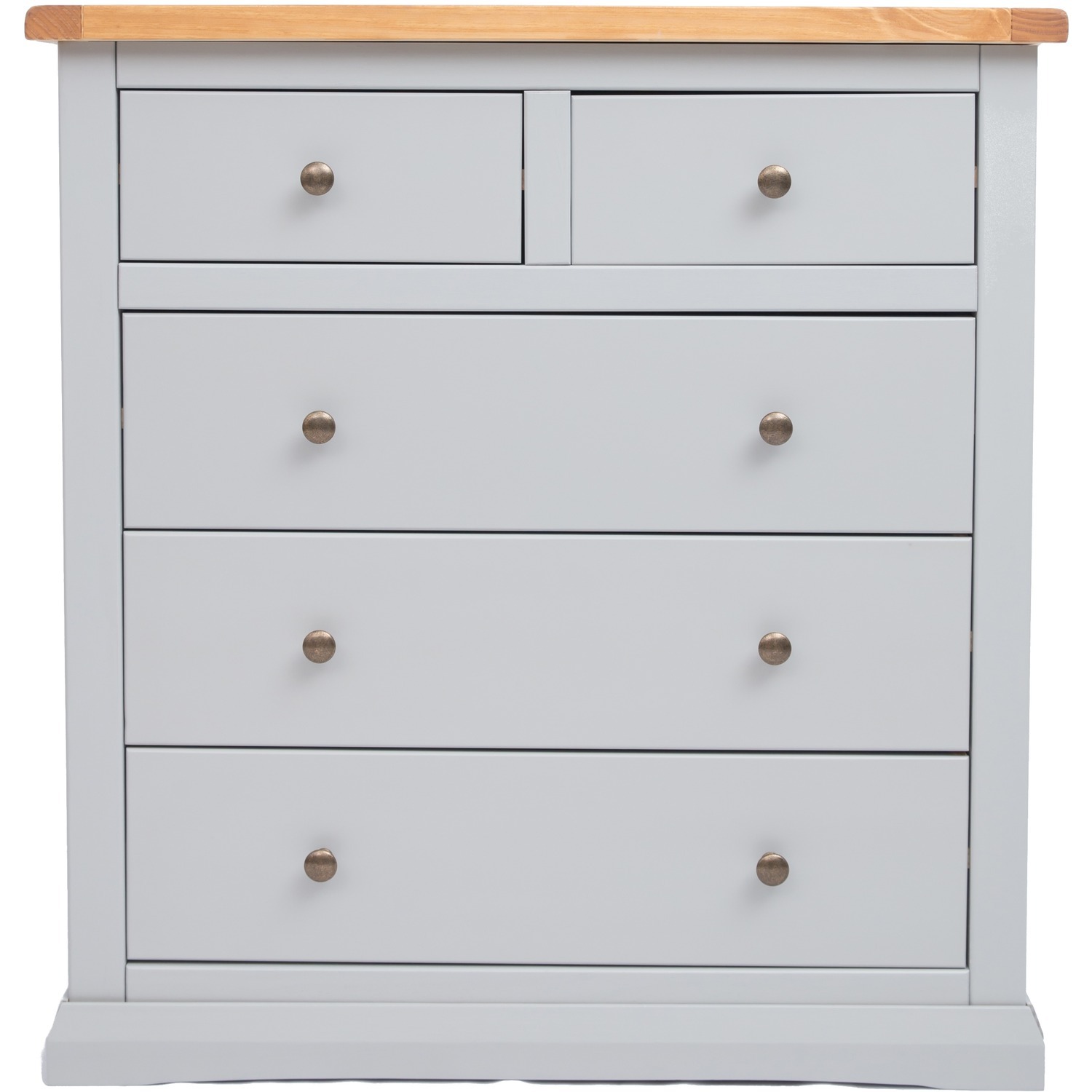 Loreo 2 over 3 Drawer Chest - Grey / Brass