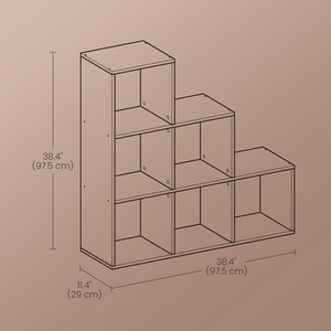 Bookcase, Staircase Shelf, Storage Unit, 6 Compartments, for Office