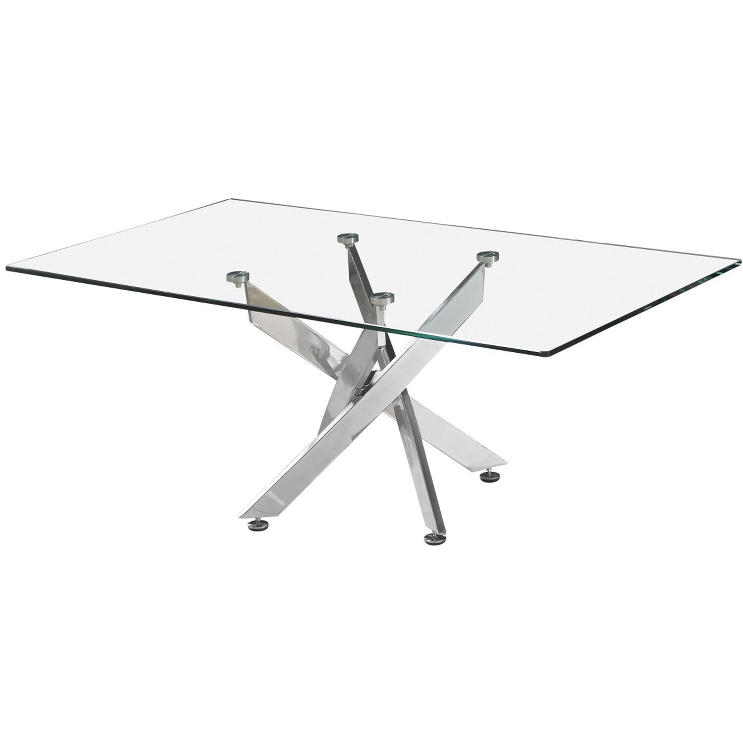 Amara Glass Rectangular Dining Table - Silver