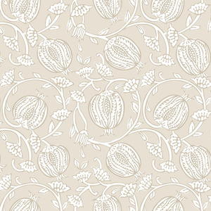Pomegranate Passion Wallpaper in Almond Latte
