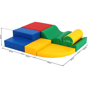 Montessori 6 Piece Foam Play Set with Steps - Primary Colours