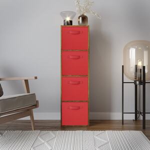 4-Tier Cube Shelving Unit with Inserts - Grey