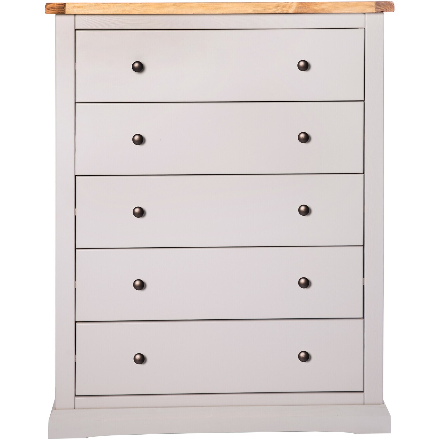 Loreo 5 Drawer Chest - Grey / Brass