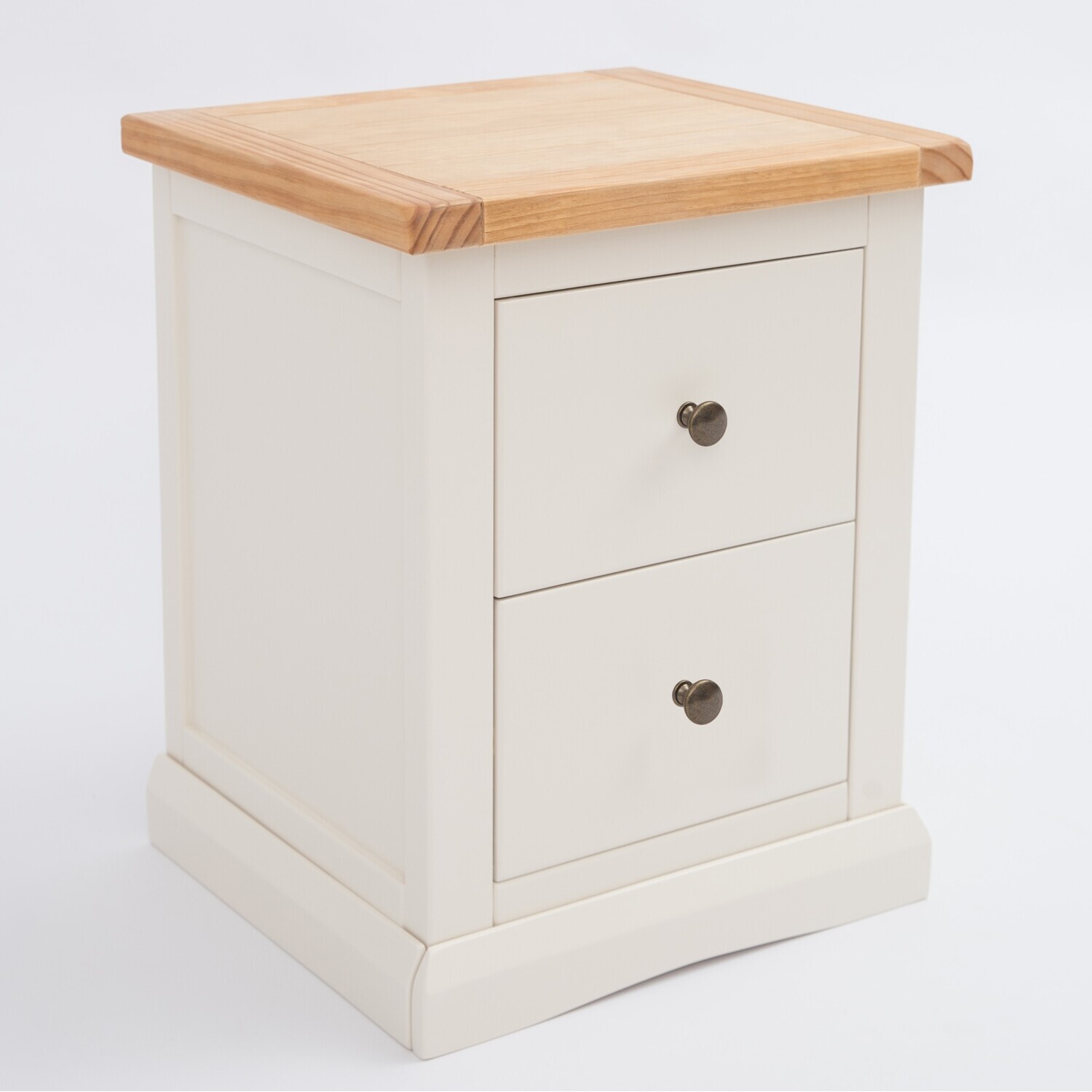Castelli 2 Drawer Bedside Cabinet - White / Brass Knob