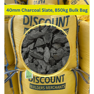 40mm Charcoal Slate Chippings, 850kg Bulk Bag, Free Delivery.