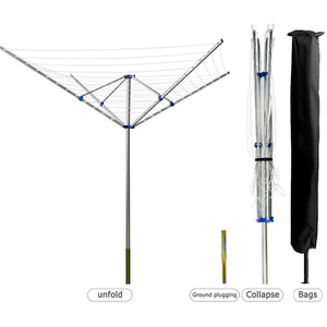 50M 4 Arm Aluminium Rotary Airer Ground Spike And Cover