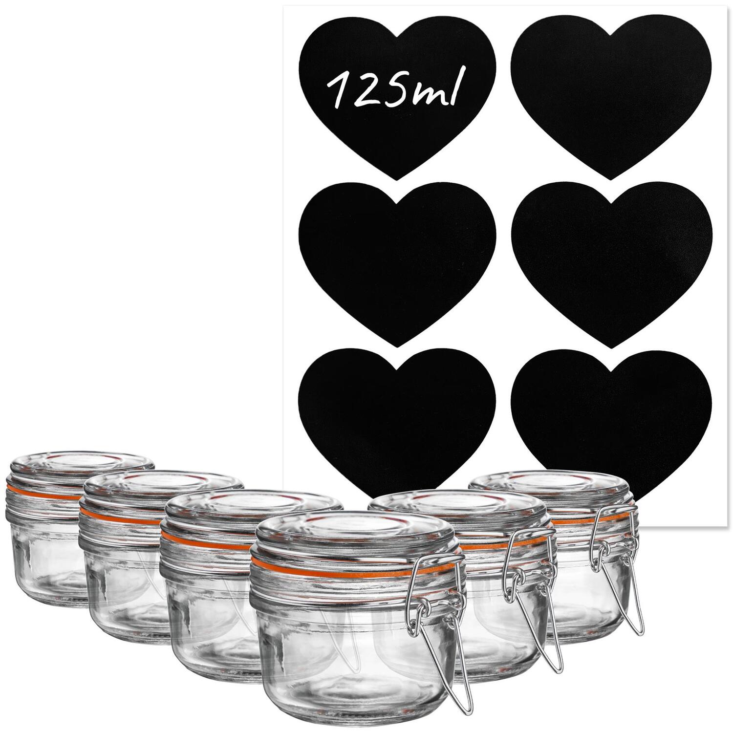 Image of 125ml Glass Storage Jars with Heart&hellip;