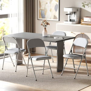 HOMCOM Folding Chairs Set of 4 Foldable Chairs with Cushions