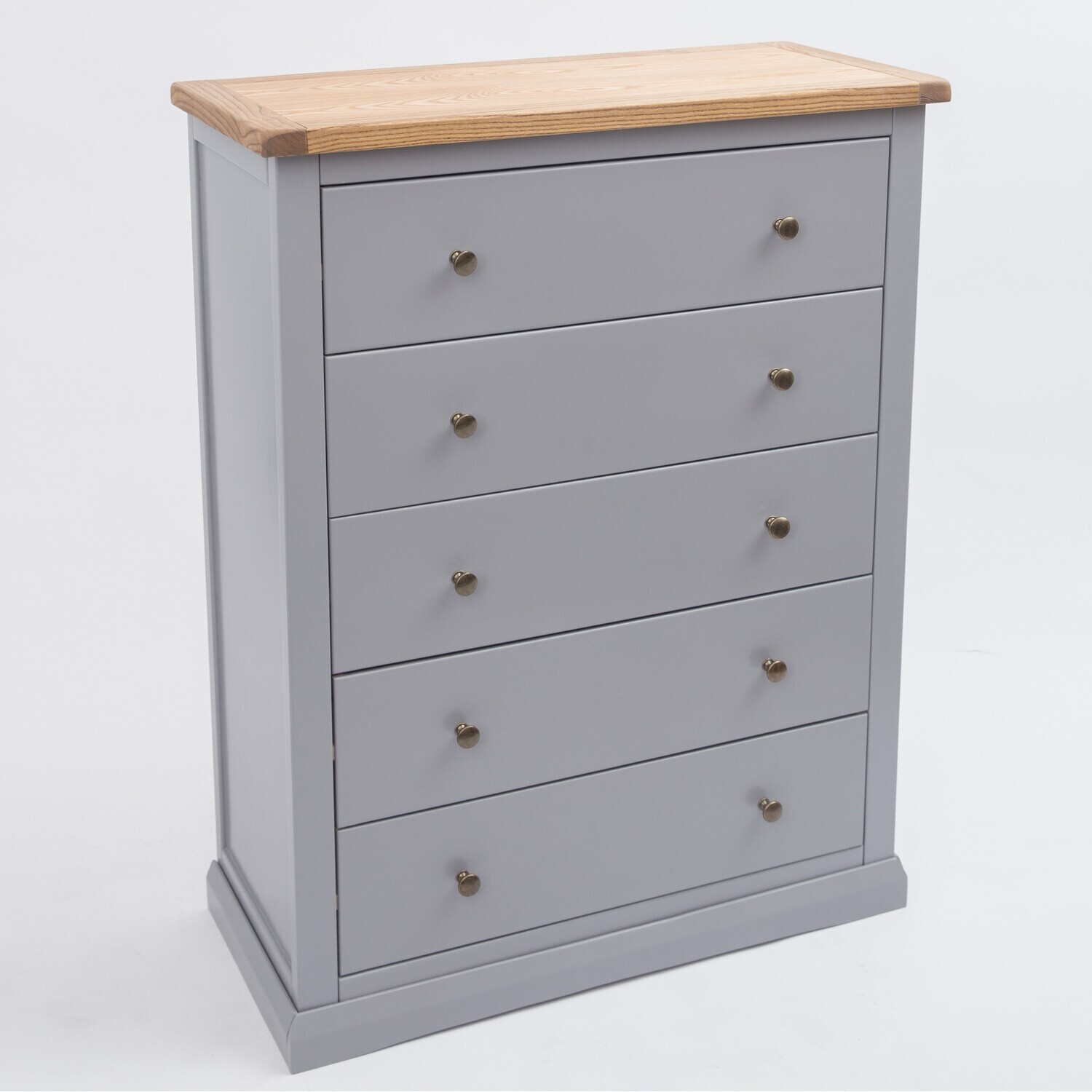 Rocca 5 Drawer Chest - Grey / Brass