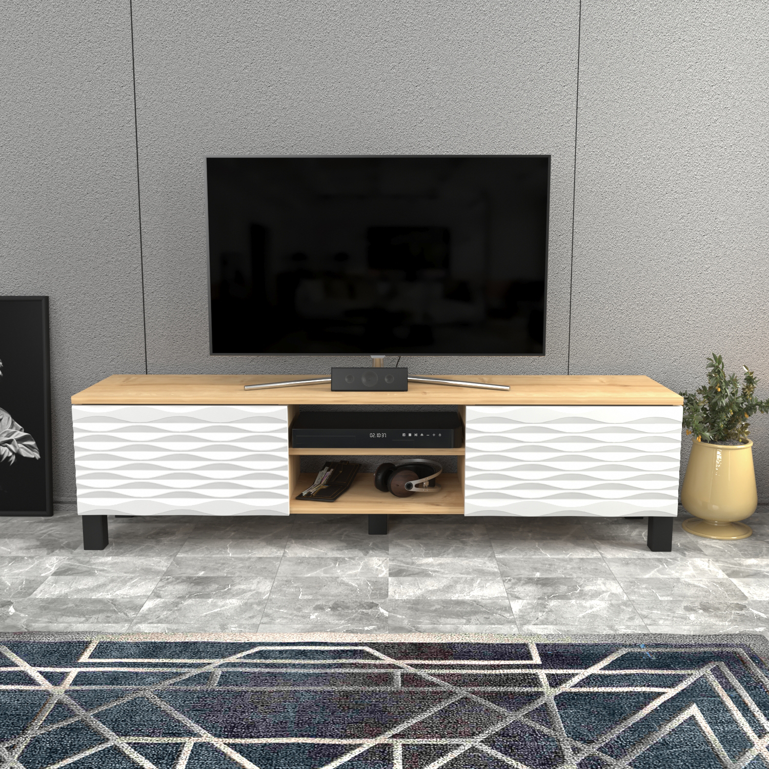 Lukas TV Unit TVs up to 60" - Oak and White