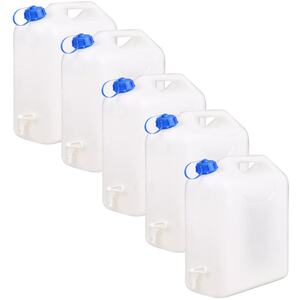 10L Plastic Water Jerry Can with Spout & Tap - Set of 5