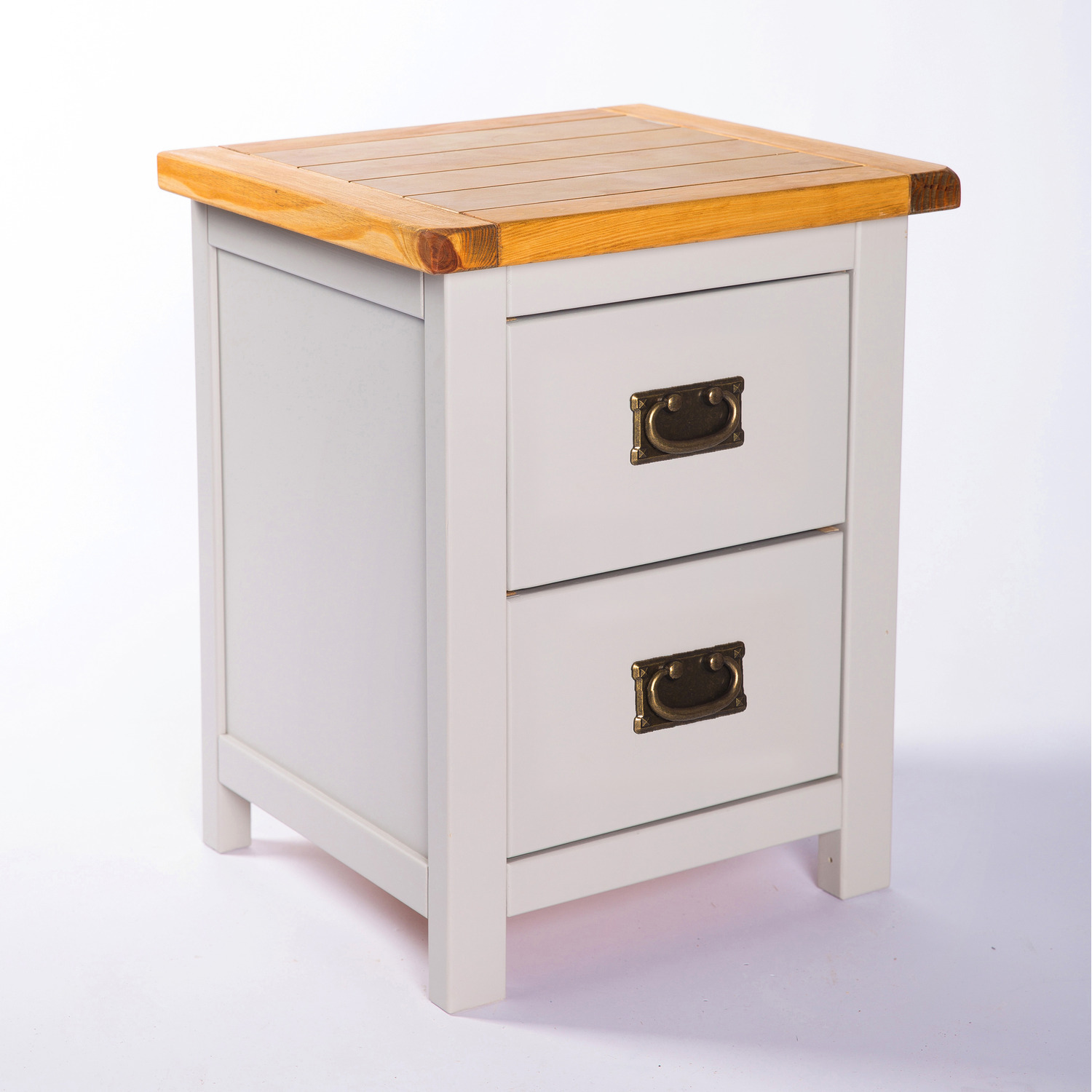 Argenta 2 Drawer Bedside Cabinet - Grey / Brass drop