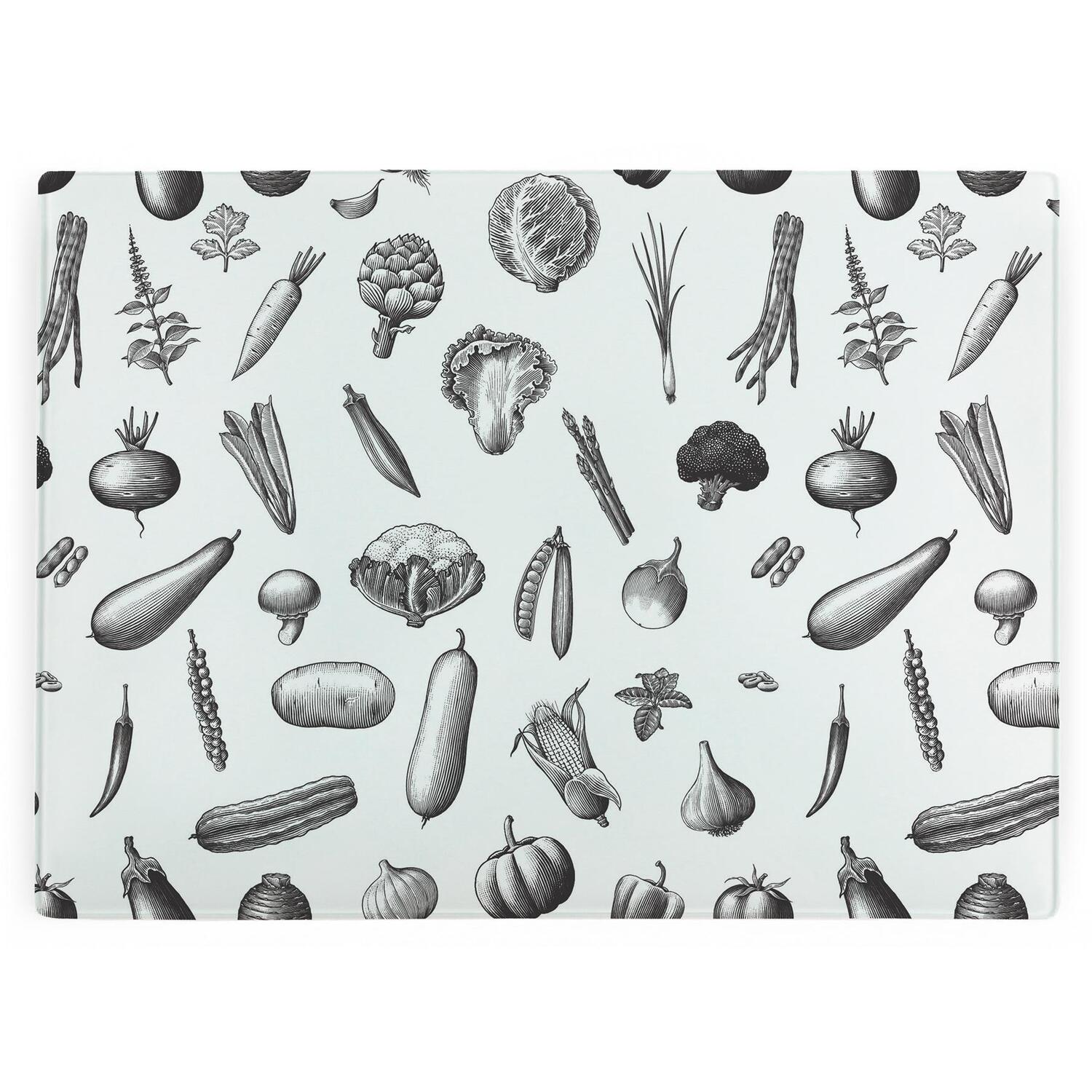 Image of Line Art Vegetables Large Smooth Glass&hellip;