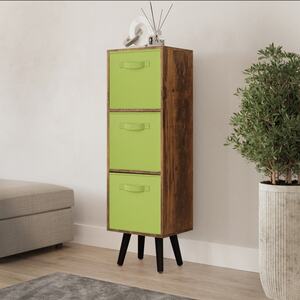 Rustic Brown 3-Tier 3-Drawer Cube Shelving Unit with Scandinavian Legs - Grey