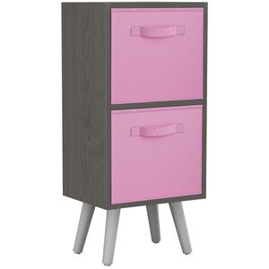 Cedar Grey 2-Tier 2-Drawer Cube Shelving Unit with Scandinavian Legs
