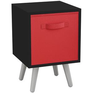 Black 1-Drawer Cube Shelving Unit with Scandinavian Legs