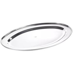 Small Oval Silver Effect Serving Platter - 2x35x21cm - Grey